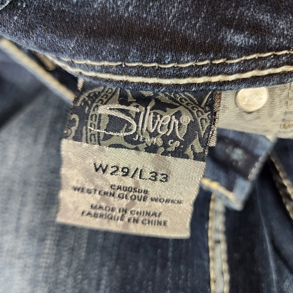 Silver Jeans Tuesday Low Rise Factory Fade Whiskered Size W29/L33 Dark Wash - Picture 4 of 16